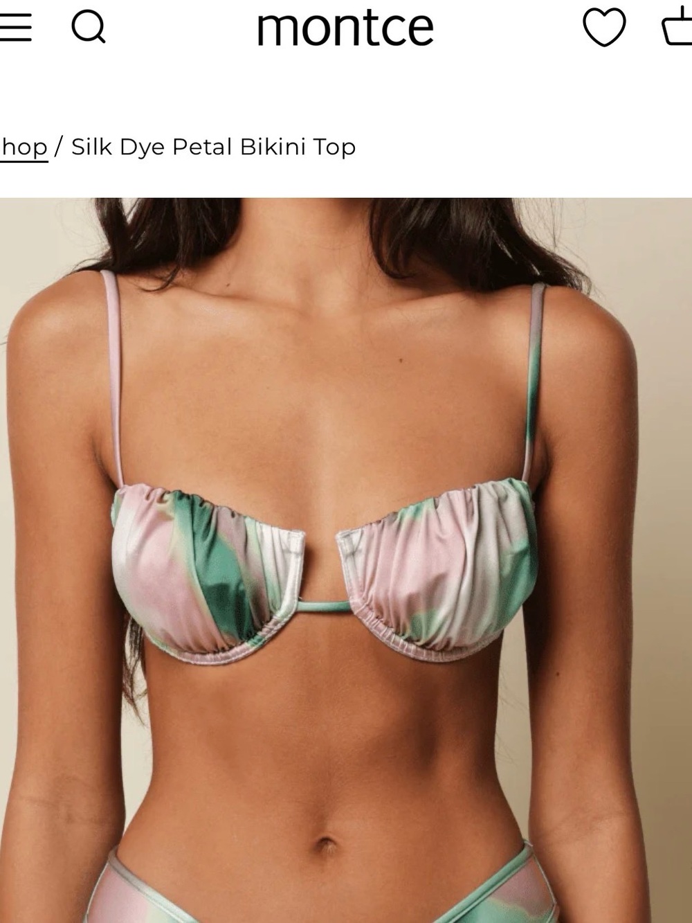 Montce Silk Dye Petal Bikini Top - Pastel Pink & Mint Green